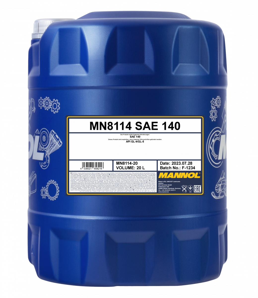 MANNOL GEAR OIL SAE 140 (PAIL) (20L) (8114-20)